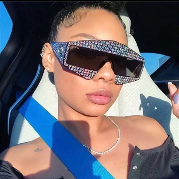 Accessories - Rhinestone sunglasses alien visor rave festival